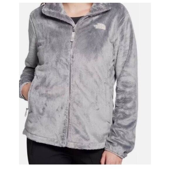 The North Face Sweatshirt Women's Small Gray Osito Fleece Collared Full Zip - Picture 1 of 8